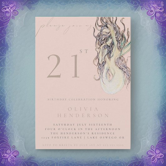 アダルトマーメイド任意の誕生日パーティーの招待