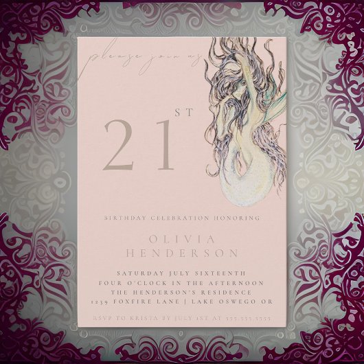 アダルトマーメイド任意の誕生日パーティーの招待