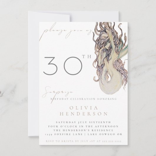 アダルトマーメイドANYサプライズ誕生日招待状 (正面)