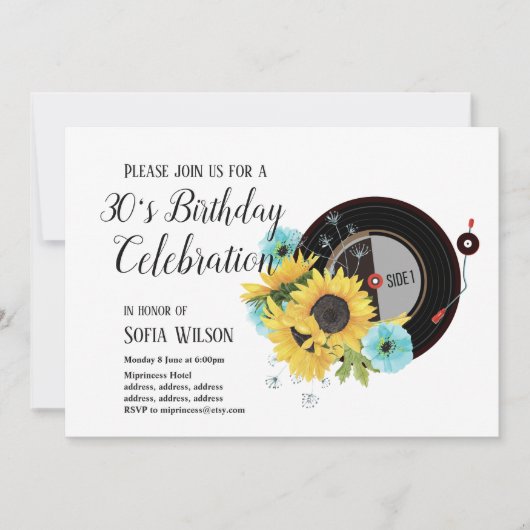 アダルトミュージック、誕生日パーティーの招待 招待状 (正面)