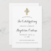 アダルトモダンオンライン洗礼招待状 招待状 (正面/裏面)