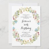 アダルトワイルドフラワーズフローラ誕生日アニーエイジ 招待状 (正面)