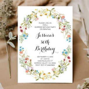 アダルトワイルドフラワーズフローラ誕生日アニーエイジ  招待状