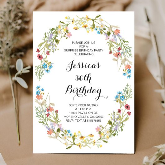 アダルトワイルドフラワーズフローラ誕生日アニーエイジ 招待状