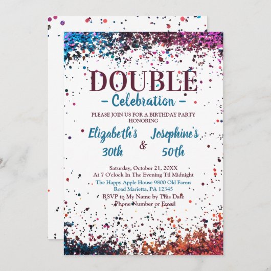 アダルト合同誕生日パーティーコンフェッカラフルト 招待状 (正面/裏面)