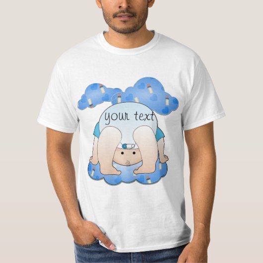 アダルト男の赤ちゃんボトルとクラウド – カスタム Tシャツ (正面)