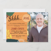 アダルト素朴サプライズ70thバースデーパーティーの写真 招待状 (正面)