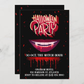アダルト血ヴァンパイアブラックハローウィンパーティ 招待状 (正面/裏面)