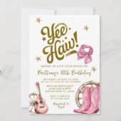 アダルト西素朴30番女性のカーボーイ誕生日 招待状 (正面)