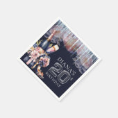 アダルト誕生日20thパーソナライズされたシャンパンヒール スタンダードカクテルナプキン (角)