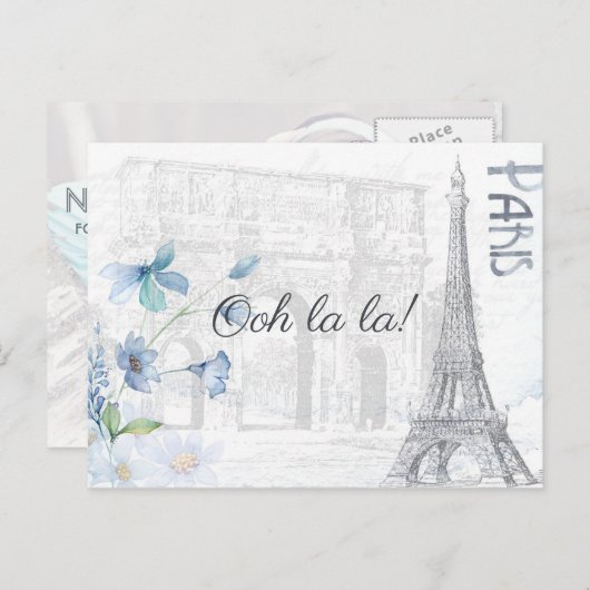 アダルトParisテーマ任意の大事な行事パーティー追加の写真 インビテーションポストカード (正面/裏面)