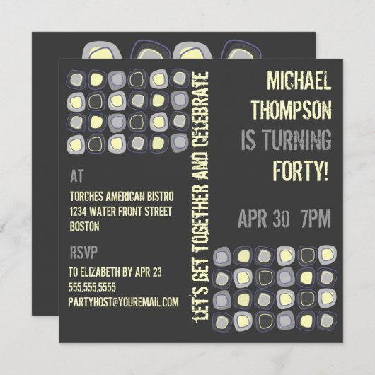 アダルファンキート誕生日パーティーの招待を禁止 招待状 (正面/裏面)