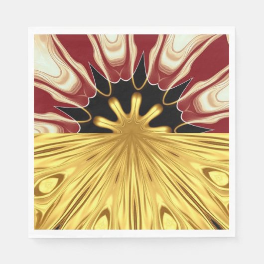 アチェンポン デザイナー リネン: 深紅と金の豪華なS スタンダードランチョンナプキン (正面)