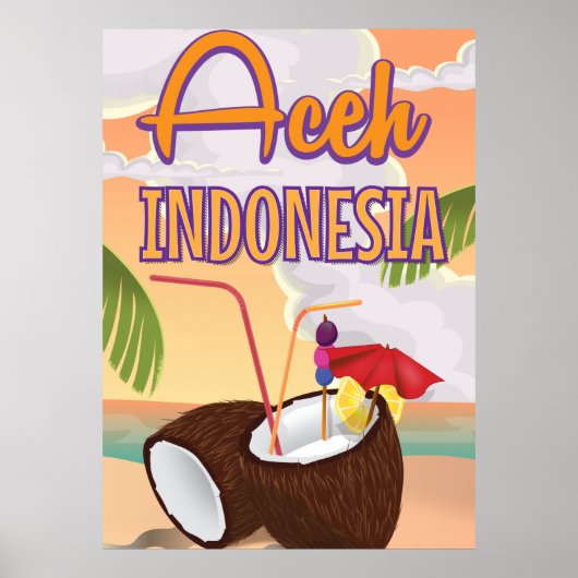 アチェ・インドネシアヴィンテージ旅行ポスター ポスター (正面)