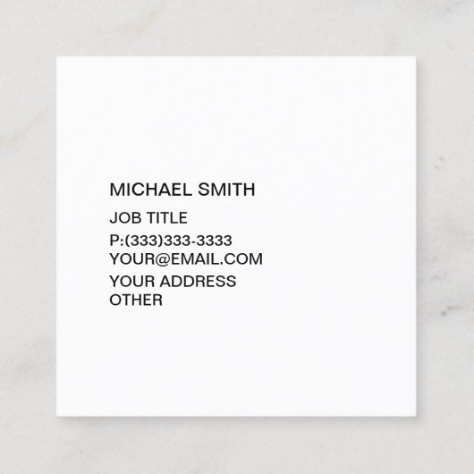 アチックのスタイリッシュなヤグルマギクの青いパーソナライズ スクエア名刺 (裏面)