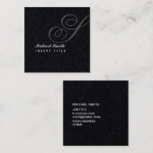 アチックの透かしの黒のパーソナライズなモノグラム スクエア名刺 (正面/裏面)