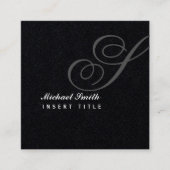 アチックの透かしの黒のパーソナライズなモノグラム スクエア名刺 (正面)