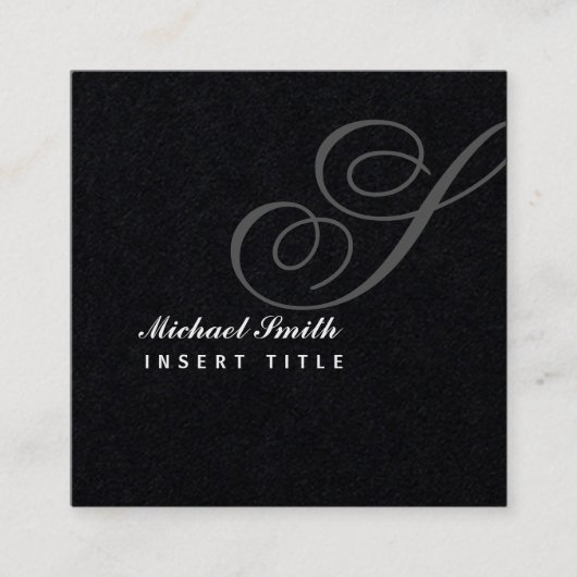 アチックの透かしの黒のパーソナライズなモノグラム スクエア名刺 (正面)