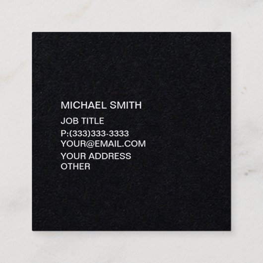 アチックの透かしの黒のパーソナライズなモノグラム スクエア名刺 (裏面)