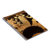 アチックのDionysusを描写する赤い姿のkylixおよび ノートブック (右側)