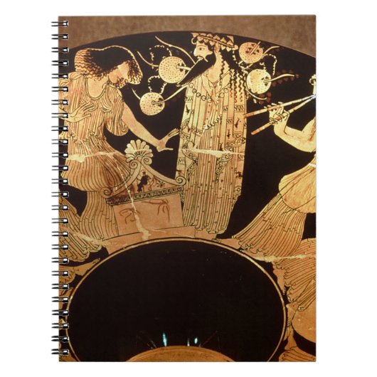 アチックのDionysusを描写する赤い姿のkylixおよび ノートブック (正面)