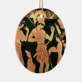 アチックのpを取っている兵士を描写する赤い姿のつぼ セラミックオーナメント (右)