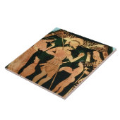 アチックのpを取っている兵士を描写する赤い姿のつぼ タイル (側面)