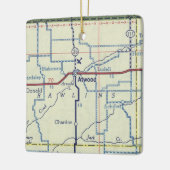 アッウッドカンザスヴィンテージの地図 セラミックオーナメント (左)