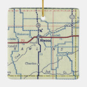 アッウッドカンザスヴィンテージの地図 セラミックオーナメント (裏面)