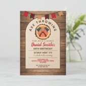アックススロー誕生日ランバージャッキおもしろいウッド招待状 招待状 (スタンド正面)
