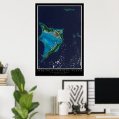 アックリンズアンドクロークアイランドバハマ宇宙の地図 ポスター (ホームオフィス)