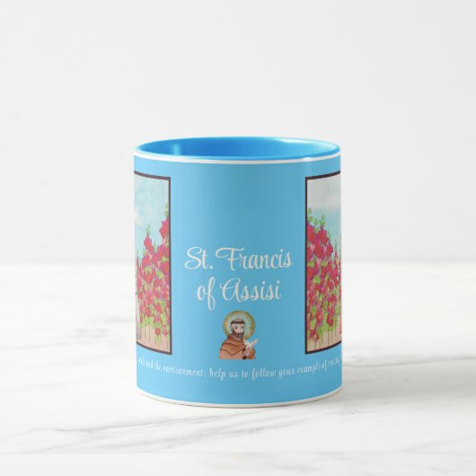 アッシジのパトロン聖フランシスの水の色のギフトブルー マグカップ (中央)