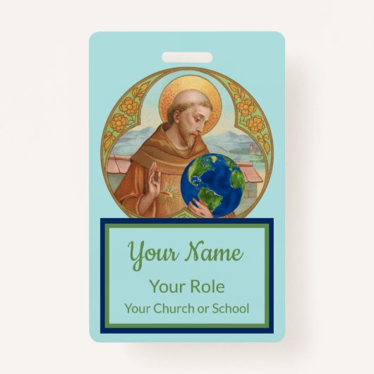 アッシジの地球の日と聖フランシス(スタイル3) バッジ (正面)