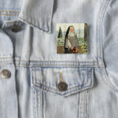 アッシジの聖クレア　花に水をやる (M 065) 缶バッジ (インサイチュ)