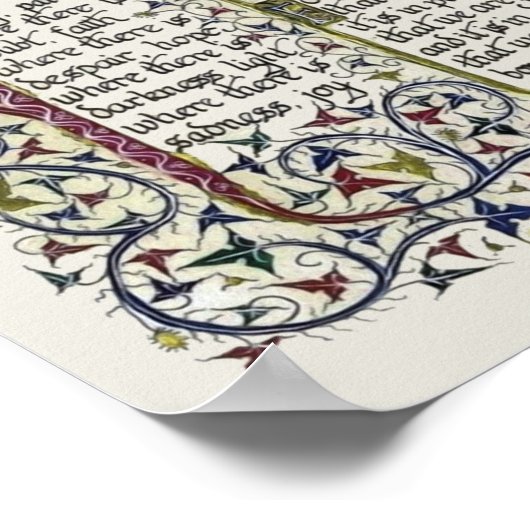 アッシジの聖フランシスの平和祈りの言葉 ポスター (角)