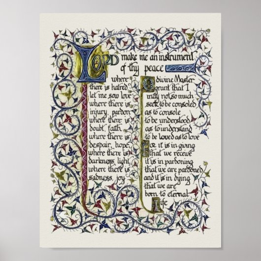 アッシジの聖フランシスの平和祈りの言葉 ポスター (正面)