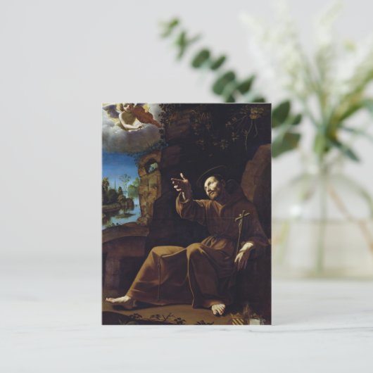 アッシジの聖フランシスは天使に慰められた ポストカード (スタンド正面)