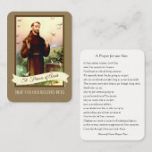 アッシジの聖フランシスへの祈りの言葉のためのペットの聖カード 名刺 (正面/裏面)