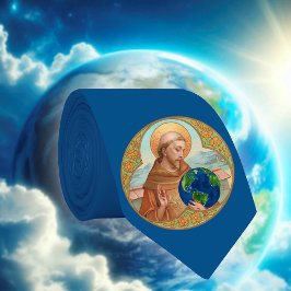 アッシジの聖フランシスコと環境 （青/緑） ネクタイ