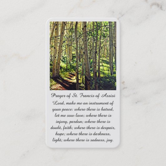 アッシジの聖フランシス悔やみや弔慰祈りの言葉カード 名刺 (正面)