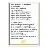 アッシジの聖フランシス祈りの言葉カード テーブルナンバー (裏面)