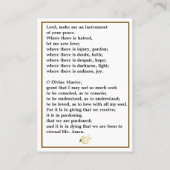 アッシジの聖フランシス祈りの言葉カード 名刺 (裏面)