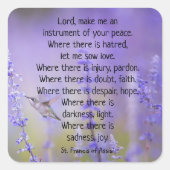 アッシジの聖フランシス祈りの言葉ラベンダーフローラ スクエアシール (正面)