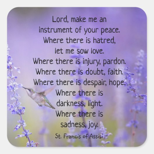 アッシジの聖フランシス祈りの言葉ラベンダーフローラ スクエアシール (正面)