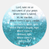 アッシジの聖フランシス祈りの言葉雪の結晶の冬 ラウンドシール (正面)