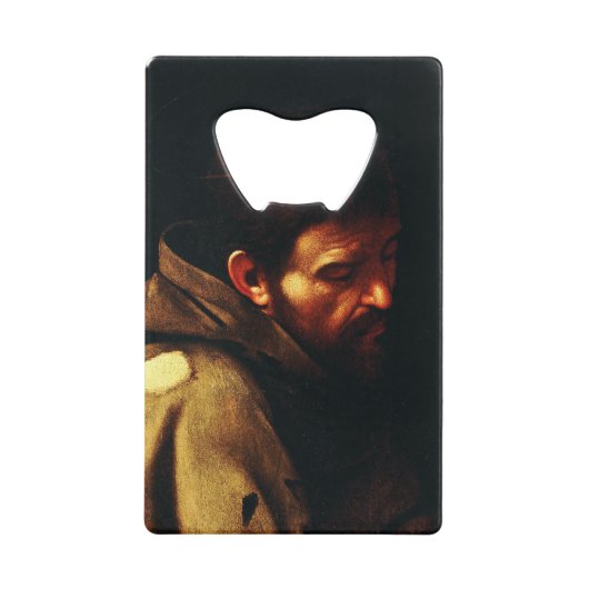 アッシジの聖フランシスby Caravaggio クレジットカード栓抜き (正面)