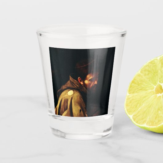 アッシジの聖フランシスby Caravaggio ショットグラス (正面)