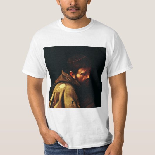 アッシジの聖フランシスby Caravaggio Tシャツ (正面)