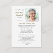 アッシジの葬儀サンフランシス悔やみや弔慰祈りの言葉カード 名刺 (裏面)