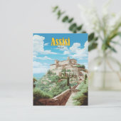 アッシジイタリアヴィンテージトラベルのブルースカイ ポストカード (スタンド正面)